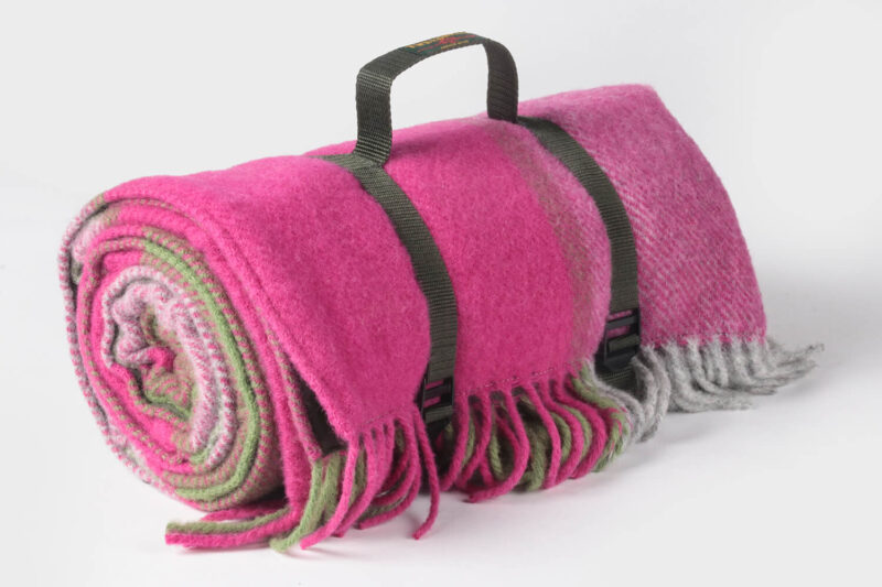 Tweedmill-Picknickkleed wol-Geblokt-Roze groen-waterdicht