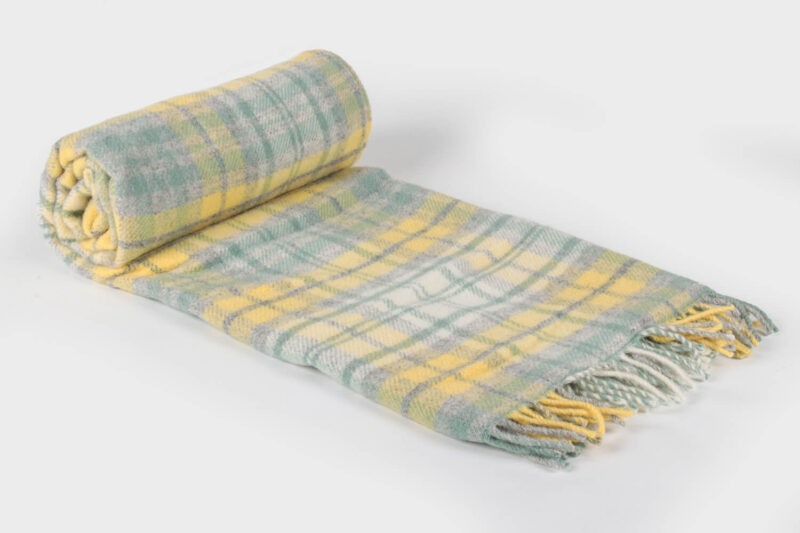 Tweedmill-Picknickkleed wol-Tartan-Geel-grijs-waterdicht