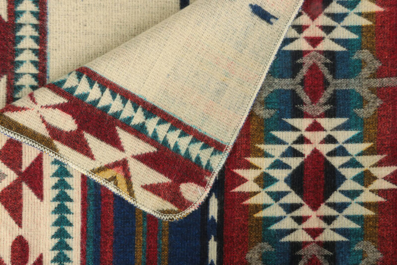 Ecuafina plaid-Native Cotopaxi-Blauw-rood-Alpaca wol-wollen deken