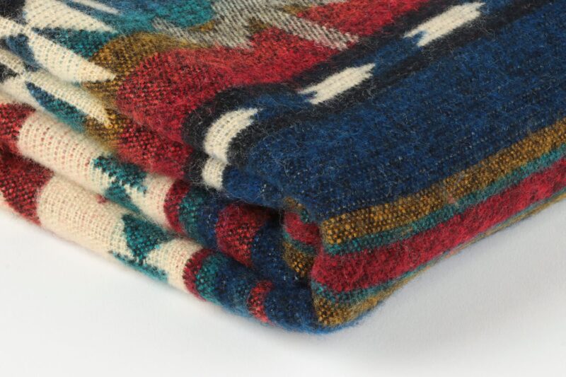 Ecuafina plaid-Native Cotopaxi-Blauw-rood-Alpaca wol-wollen deken