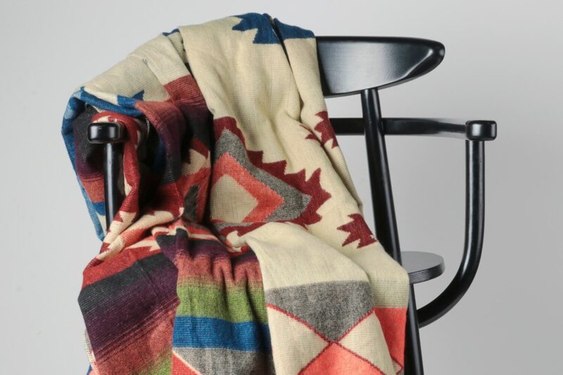 Ecuafina plaid-Native Quilotoa-Blauw-Alpaca wol-wollen deken