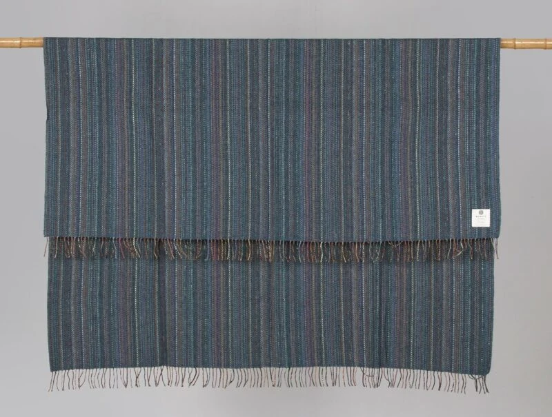 McNutt-plaid-Tweed-Gestreept-Blauw-wollen-dekentje