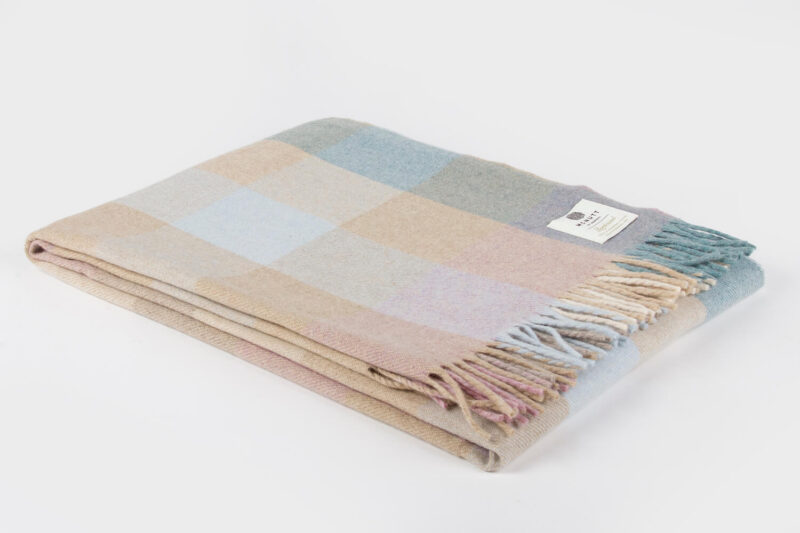 McNutt plaid lamswol - Blokken - Blauw roze beige-wollen-dekentje