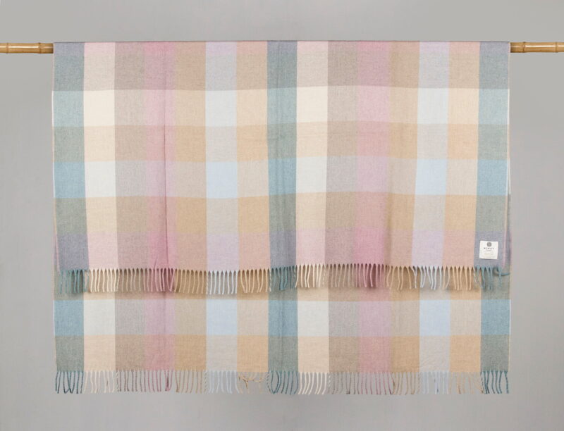 McNutt plaid lamswol - Blokken - Blauw roze beige-wollen-dekentje