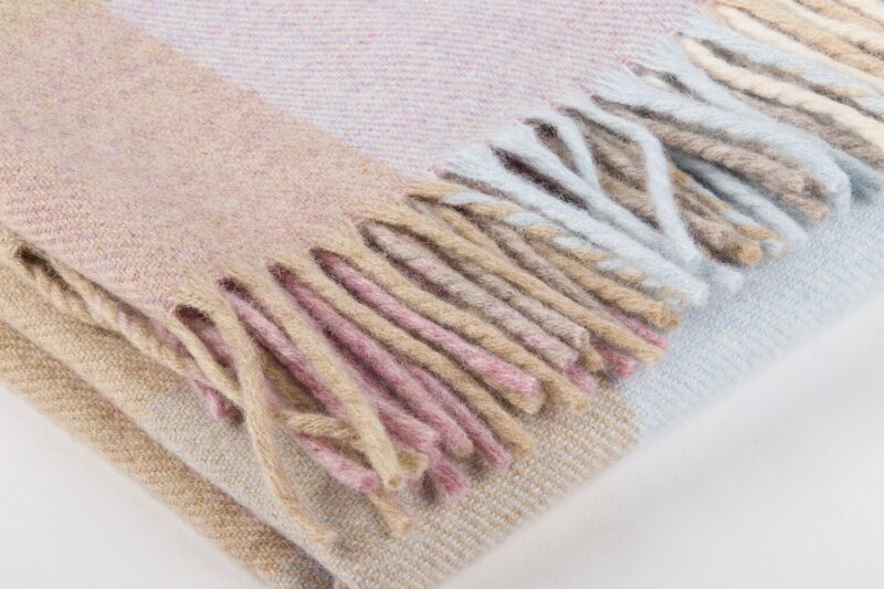 McNutt plaid lamswol - Blokken - Blauw roze beige-wollen-dekentje