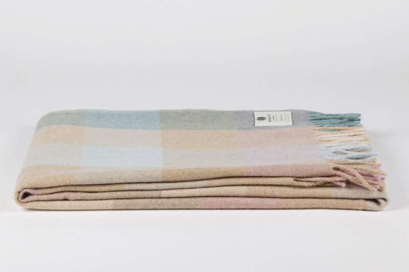 McNutt plaid lamswol - Blokken - Blauw roze beige-wollen-dekentje