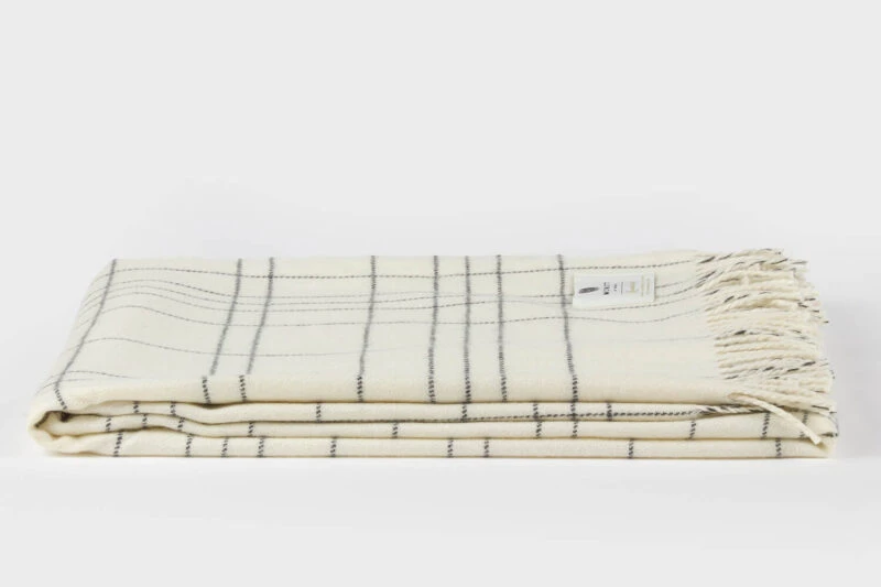 McNutt plaid lamswol - Dunne lijnen - Beige grijs-wollen-dekentje