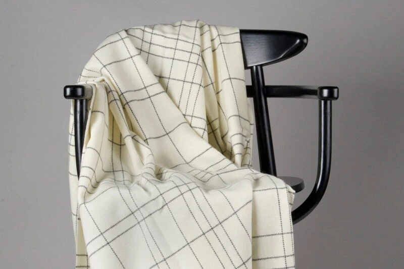 McNutt plaid lamswol - Dunne lijnen - Beige grijs-wollen-dekentje