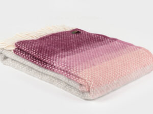 Tweedmill plaid-Banen-Ombre-Lichtgrijs-Roze-wollen-dekentje