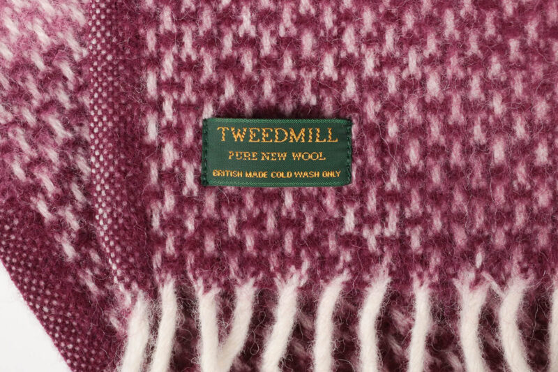 Tweedmill plaid-Banen-Ombre-Lichtgrijs-Roze-wollen-dekentje