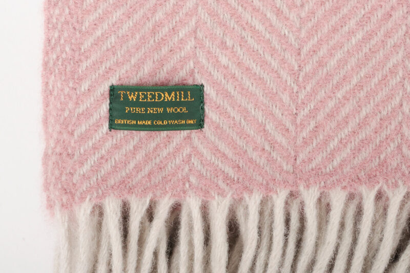 Tweedmill plaid-Visgraat-Dustypink-Roze-wollen-dekentje