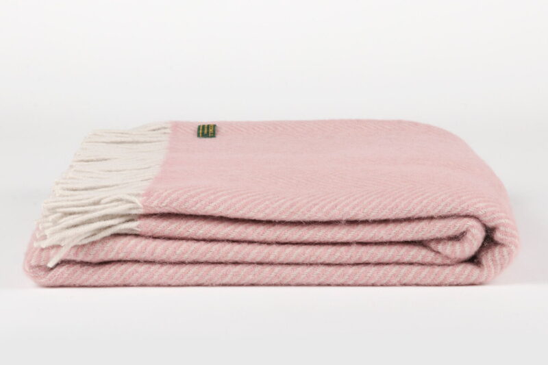 Tweedmill plaid-Visgraat-Dustypink-Roze-wollen-dekentje
