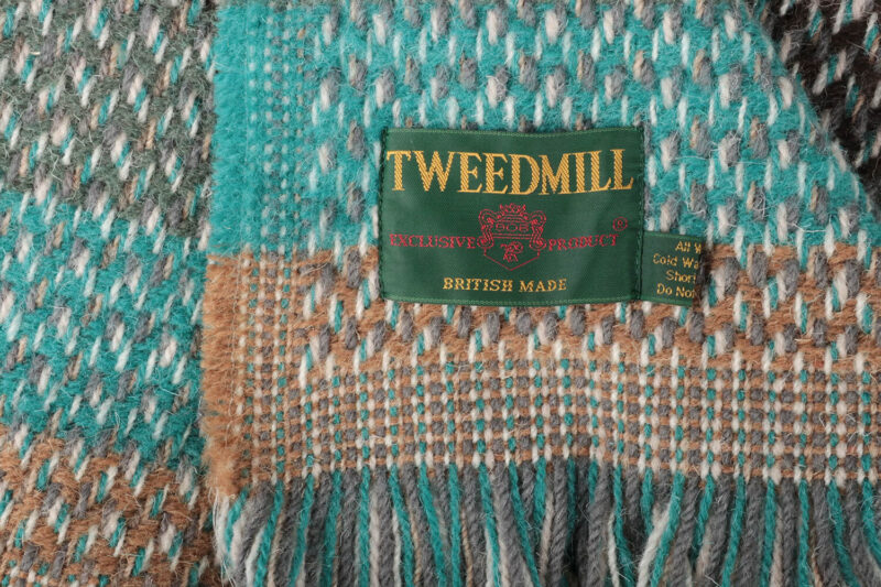 Tweedmill plaid XL-Recycled wol-Strepen-Groen aubergine-wollen-dekentje