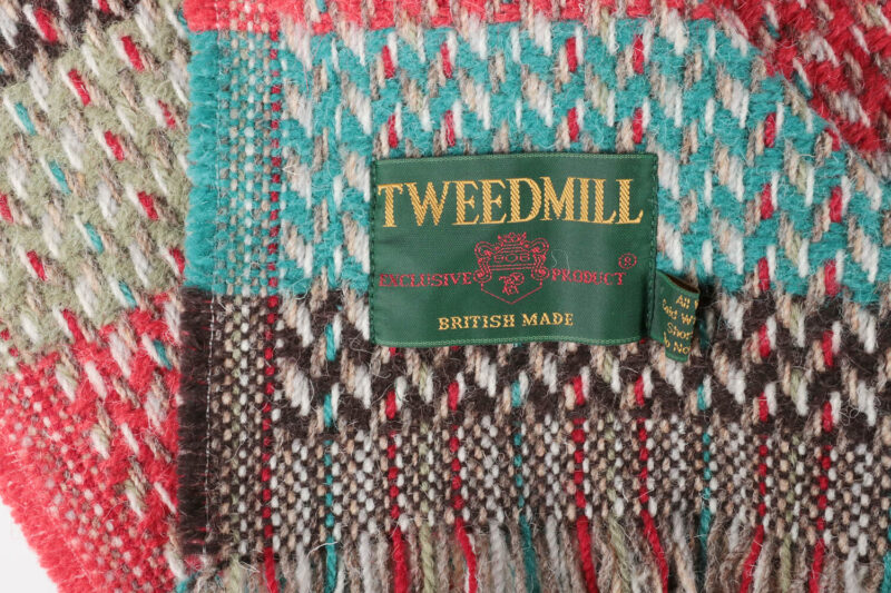 Tweedmill plaid XL-Recycled wol-Strepen-Groen rood-wollen-dekentje