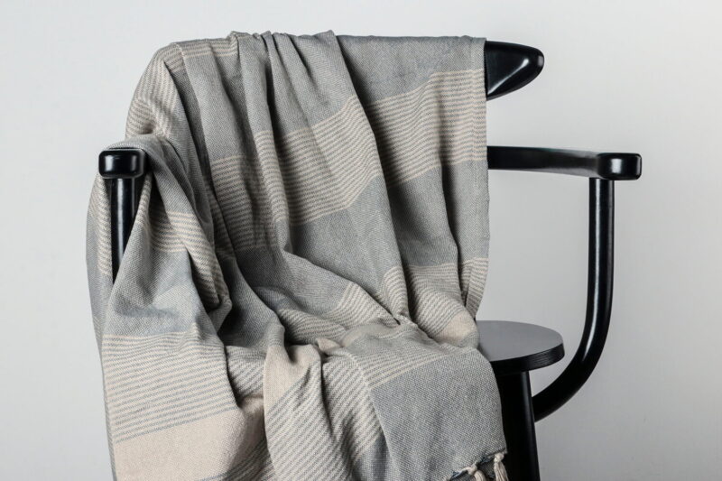 Weaver green plaid-Recycled-Linnen-Baneni-Blauwebeige-wollen-dekentje