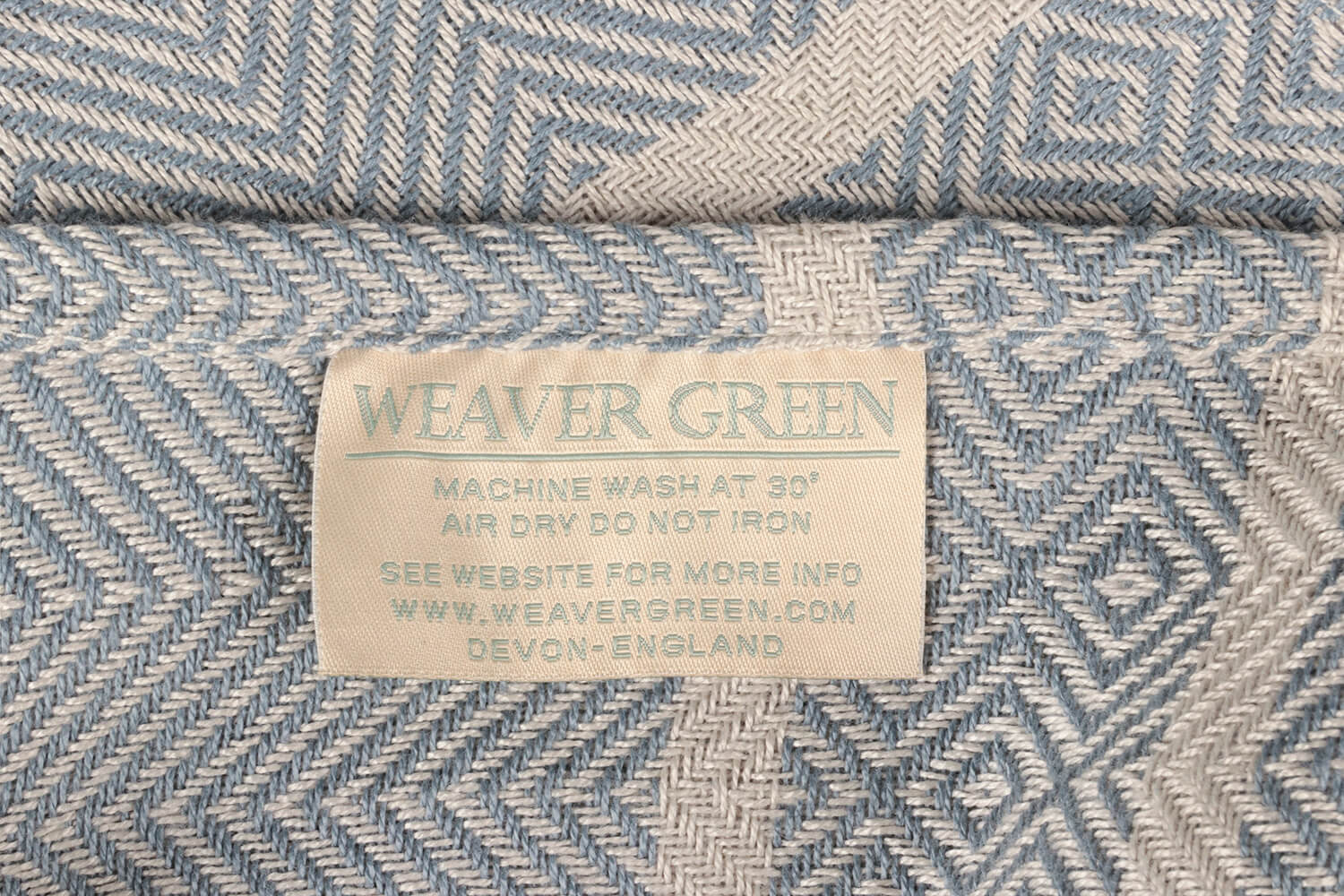 Weaver green plaid-Recycled-Linnen-Visgraat ruit-Blauwe beige-wollen-dekentje