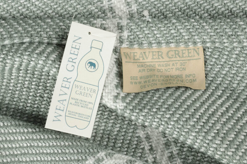 Weaver green plaid XL-Recycled-Strepen Oxford stripes-Grijsgroen wit-wollen-dekentje