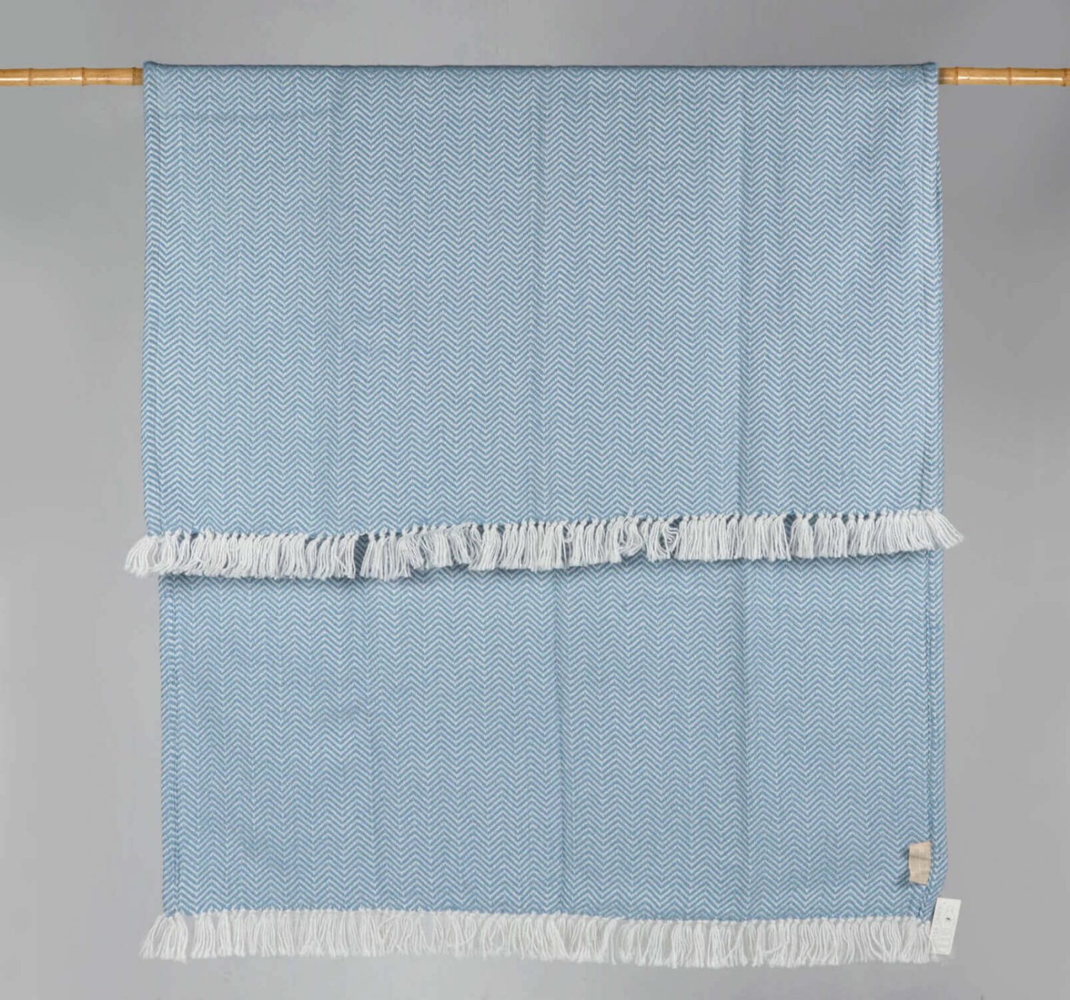 Weaver green plaid XL-Recycled-Visgraat-Lichtblauw wit 1-wollen-dekentje