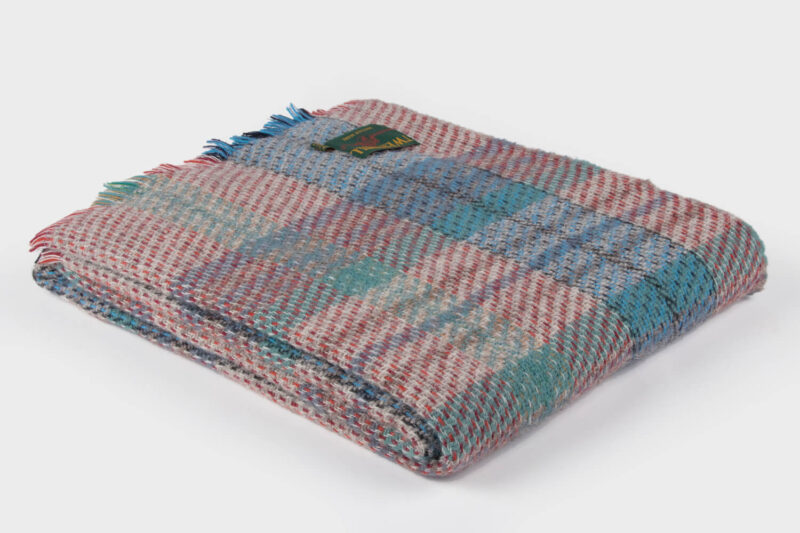 Tweedmill plaid LARGE Recycled wol-Blokken SUSSEX-wollen-dekentje