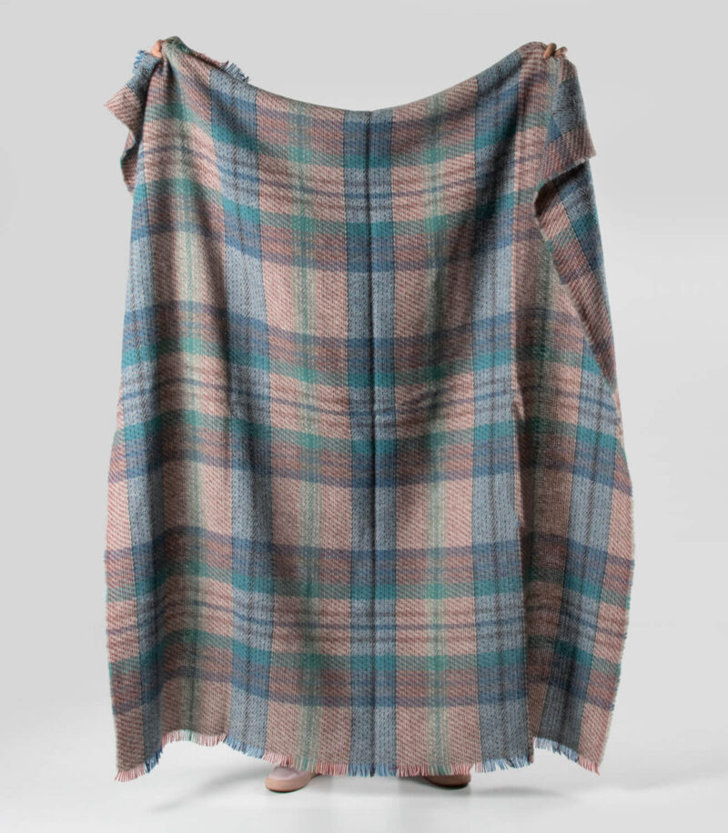 Tweedmill plaid LARGE Recycled wol-Blokken SUSSEX-wollen-dekentje