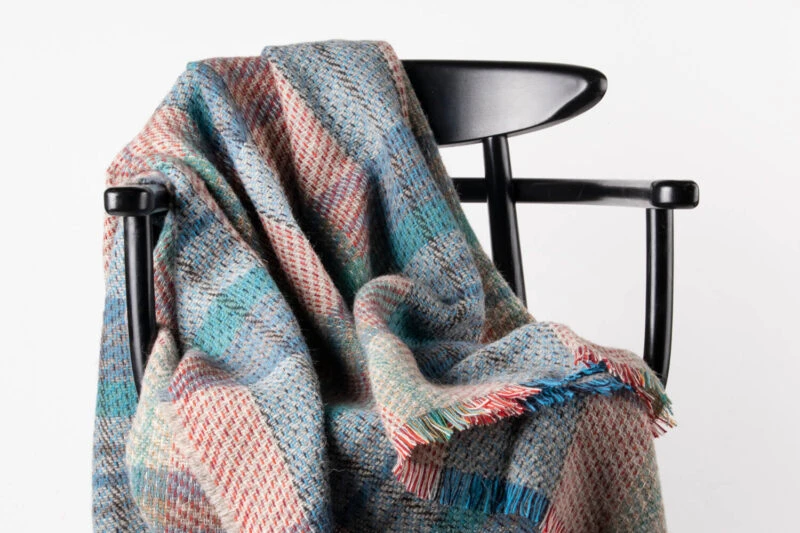 Tweedmill plaid LARGE Recycled wol-Blokken SUSSEX-wollen-dekentje