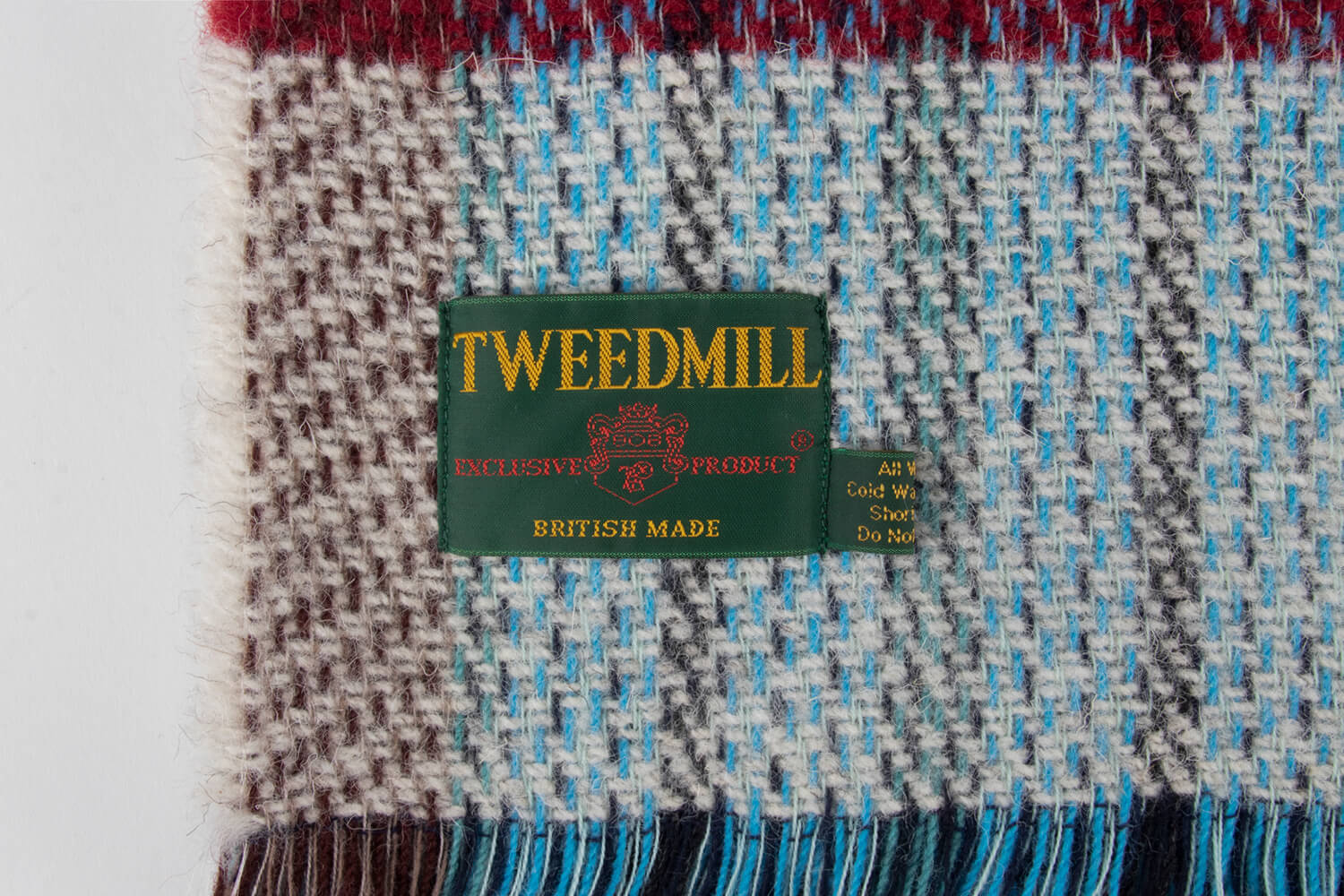 Tweedmill plaid LARGE Recycled wol-Tartan OXFORD-Turquoise blauw-wollen-dekentje