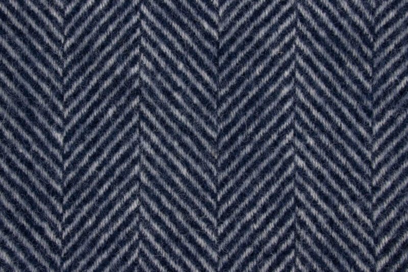 Tweedmill plaid-Visgraat-Donkerblauw-Wit-wollen