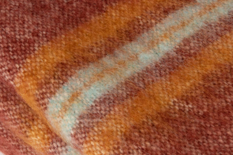 MOHAIR SCHOTS-Effen met banen-Bruin-oranje-wollen