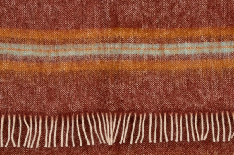 MOHAIR SCHOTS-Effen met banen-Bruin-oranje-wollen