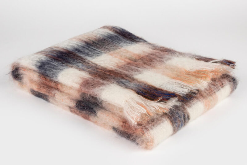 MOHAIR SCHOTS-Tartan-Beige-oranje-wollen