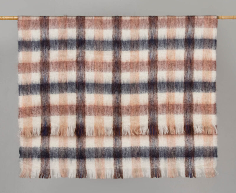 MOHAIR SCHOTS-Tartan-Beige-oranje-wollen