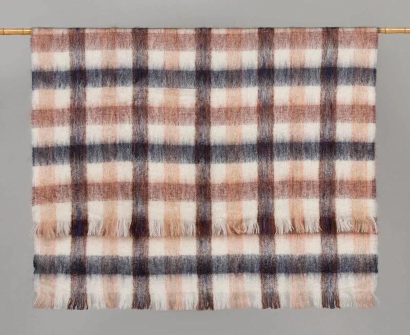 MOHAIR SCHOTS-Tartan-Beige-oranje-wollen