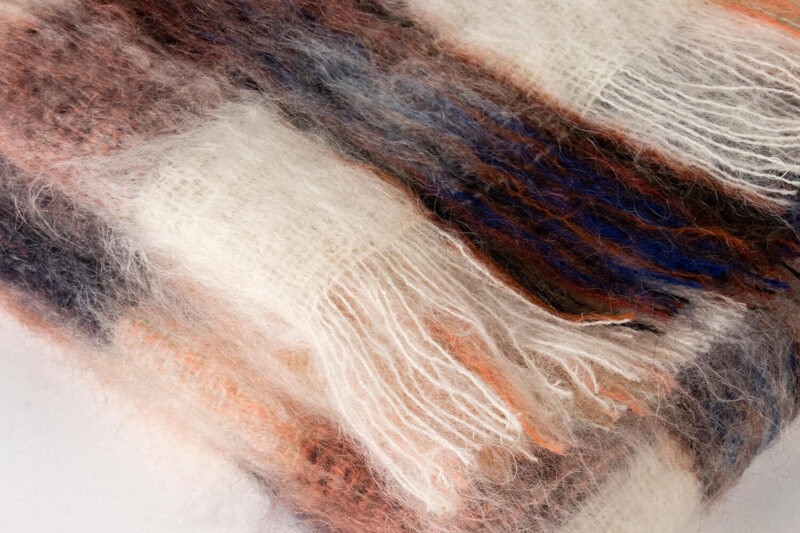 MOHAIR SCHOTS-Tartan-Beige-oranje-wollen