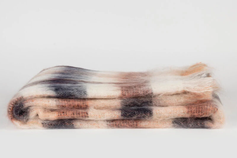 MOHAIR SCHOTS-Tartan-Beige-oranje-wollen