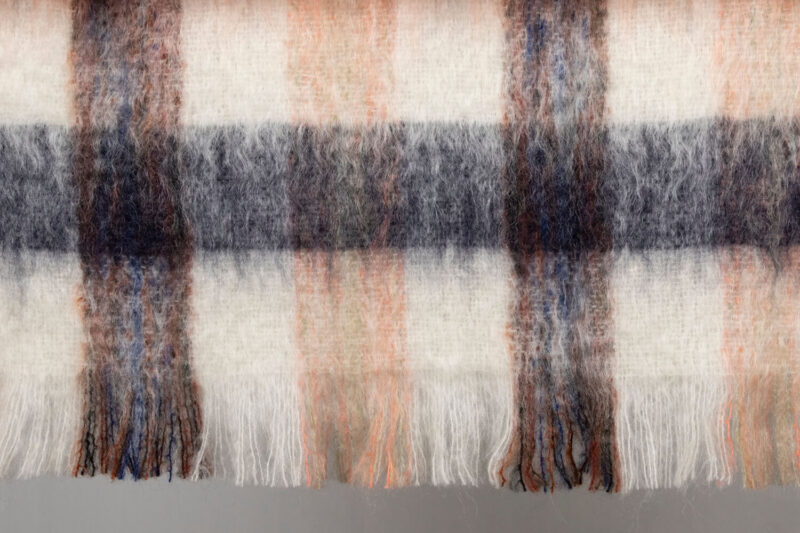 MOHAIR SCHOTS-Tartan-Beige-oranje-wollen