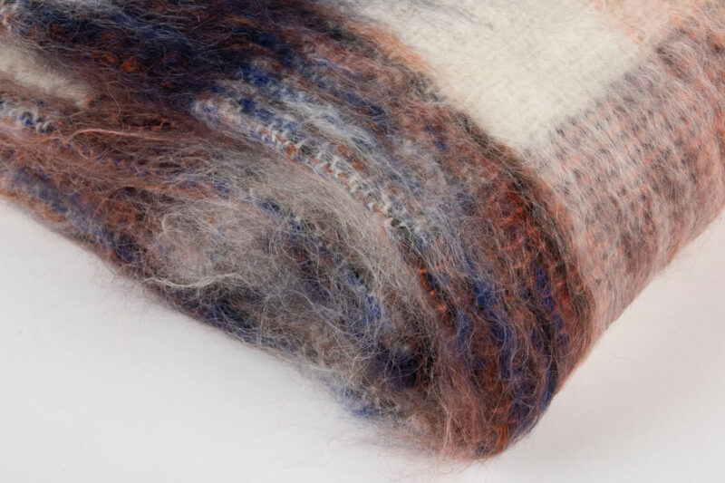 MOHAIR SCHOTS-Tartan-Beige-oranje-wollen