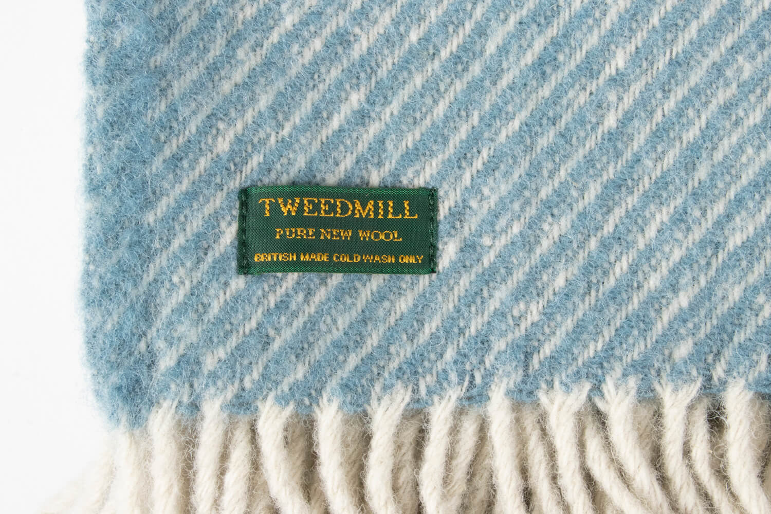 Tweedmill plaid-Diagonaal-Blauw-Wit-wollen-dekentje