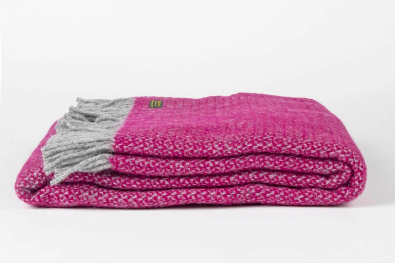 Tweedmill plaid-Gemeleerd-Paars-Grijs-wollen-dekentje