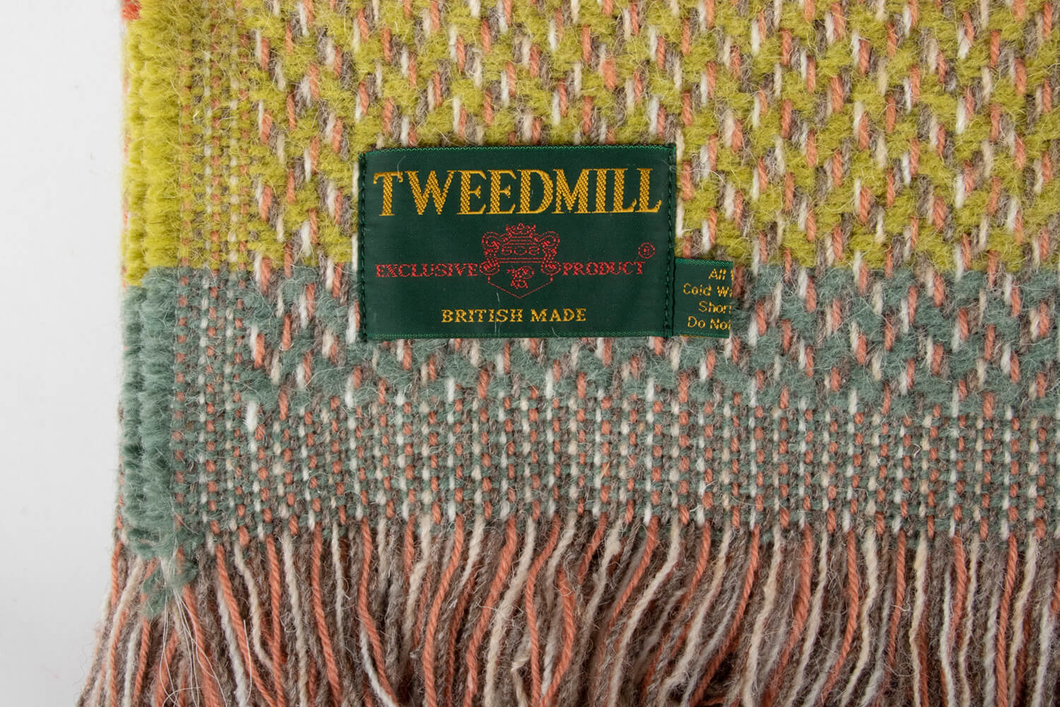 Tweedmill plaid XL-Recycled wol-Strepen-Groen beige-wollen-dekentje-a