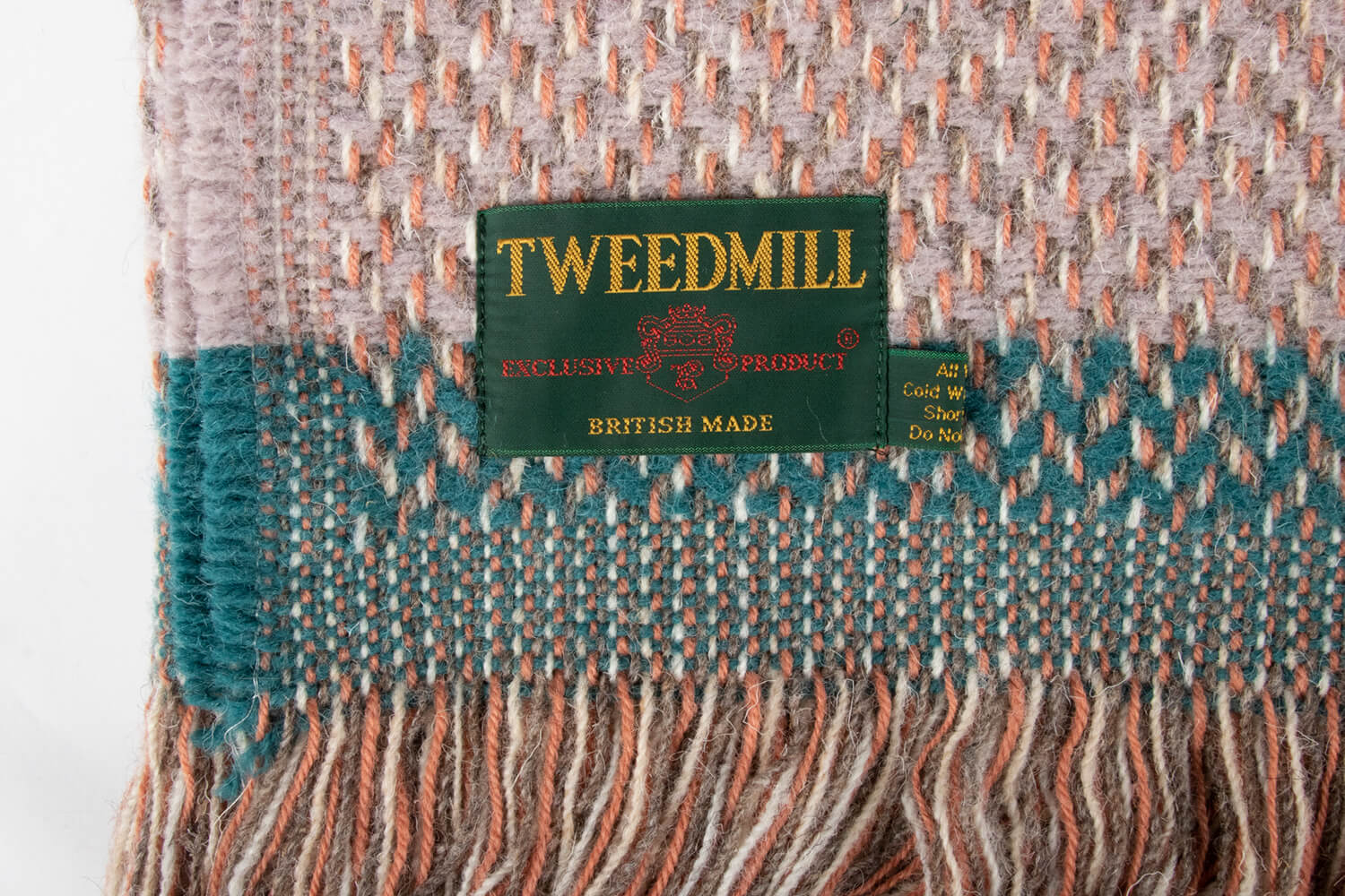 Tweedmill plaid XL-Recycled wol-Strepen-Groen bruin-wollen-dekentje-a