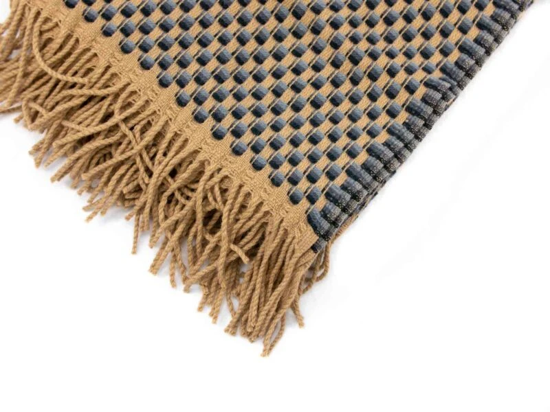 Røros "Isak" - Wollen Plaid - Grijsbruin / Donkerblauw-2