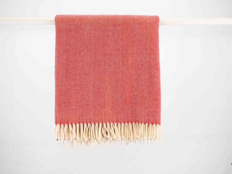 MCNutt Merino deken Visgraat Rood Wit-2