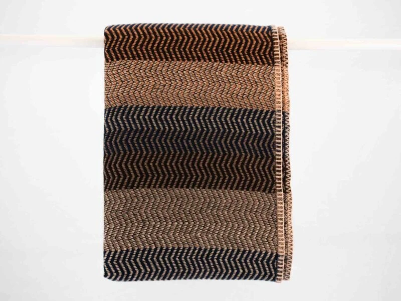 Røros "Fri" - Wollen Plaid - Blauw Beige Bruin-3