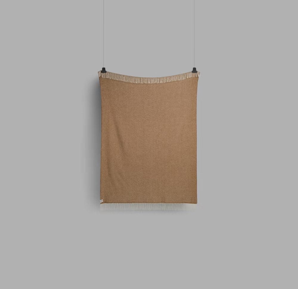 Røros "Kattefot" - Wollen Plaid - Oker/Beige
