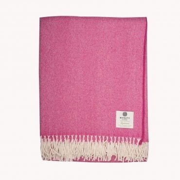 mcnutt lamswollen plaid visgraat frambozen roze