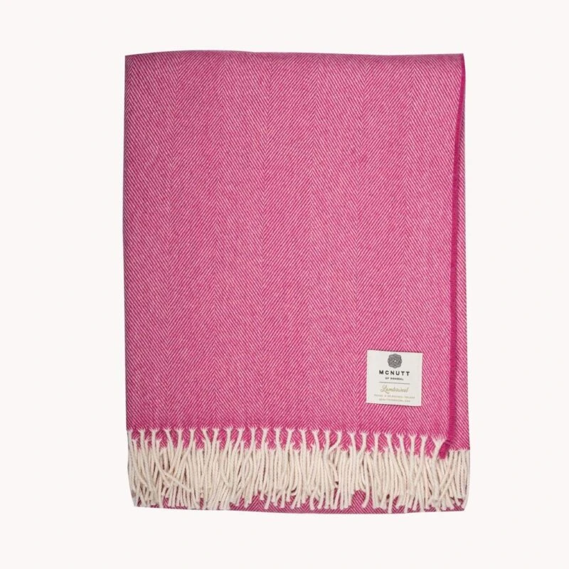 mcnutt lamswollen plaid visgraat frambozen roze