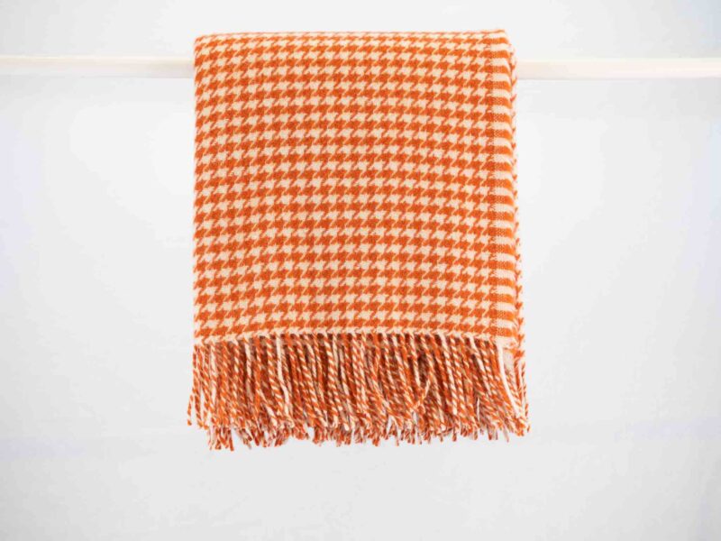 Tweedmill - Wollen Plaid - Pied de Poule - Pompoen Oranje-3