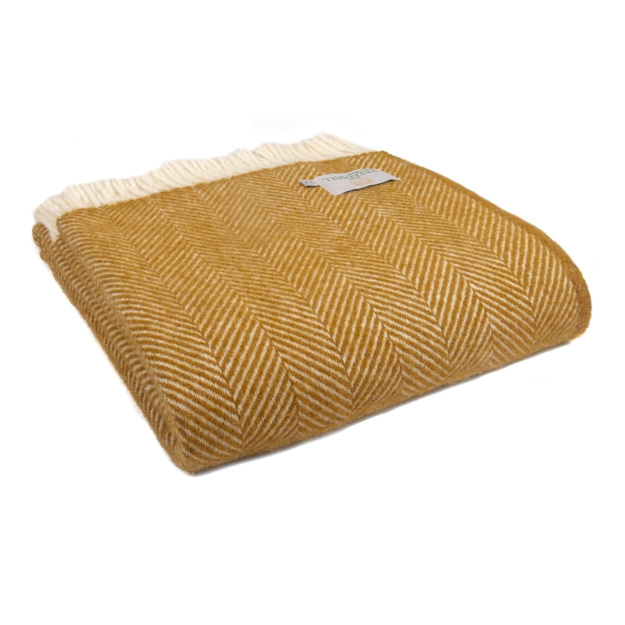 Tweedmill - Wollen Plaid - Visgraat Mosterd geel