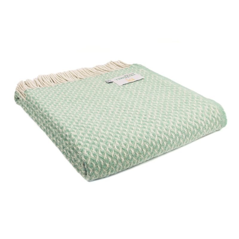 Tweedmill - Wollen Plaid - Zeegroen Diamant