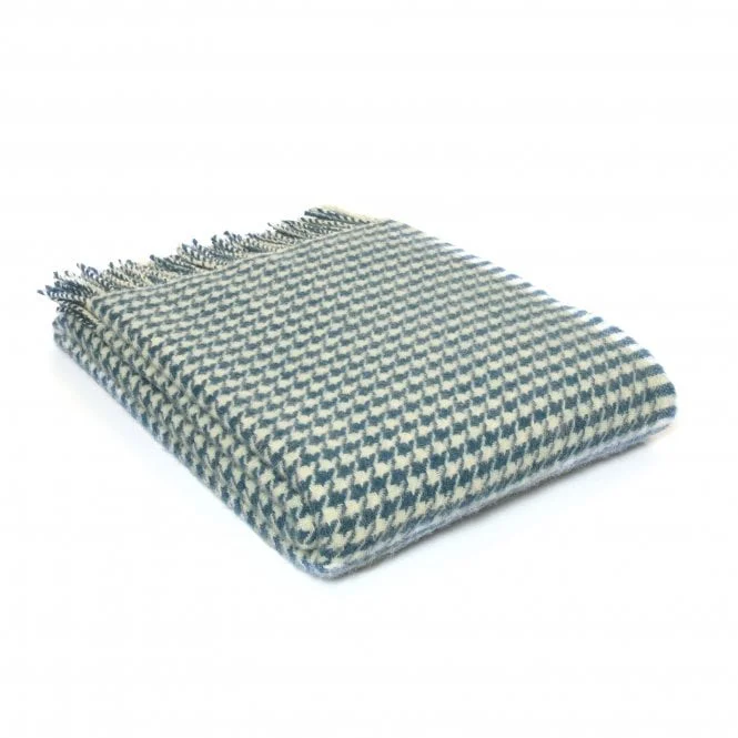 Tweedmill - Wollen Plaid - Pied de Poule - Blauw Groen